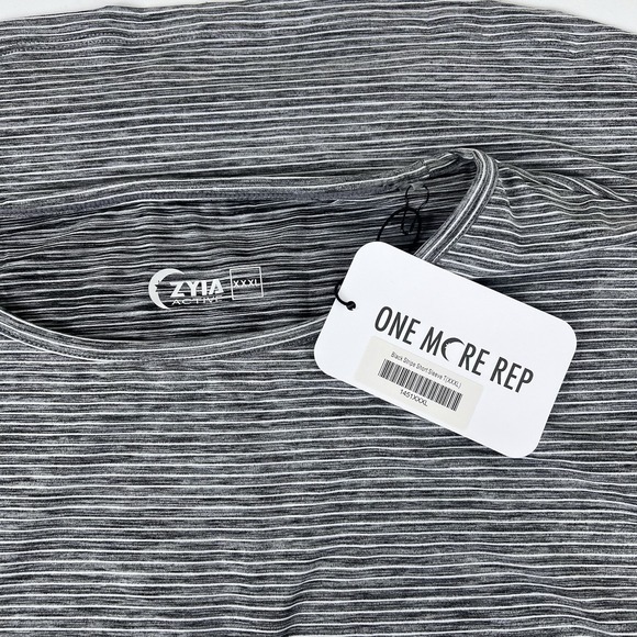 Zyia Active Short Sleeve Shirt Women 3X Black Stripe Athleisure Stretch Tee 1451 - Picture 5 of 8